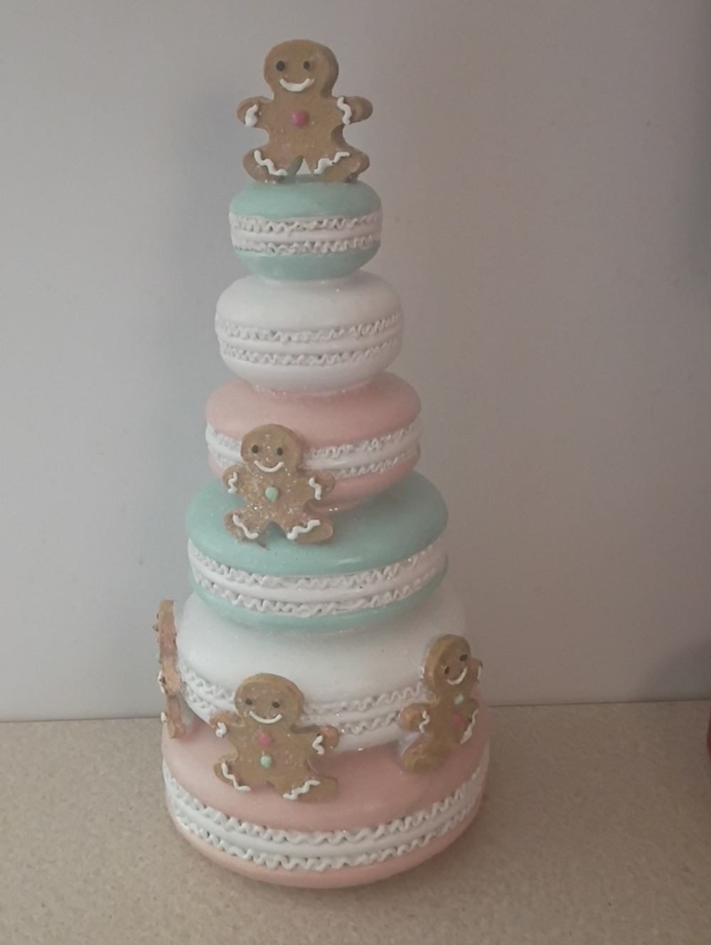 Pastel Gingerbread Macaron Cake Tower - Pink, Mint, White